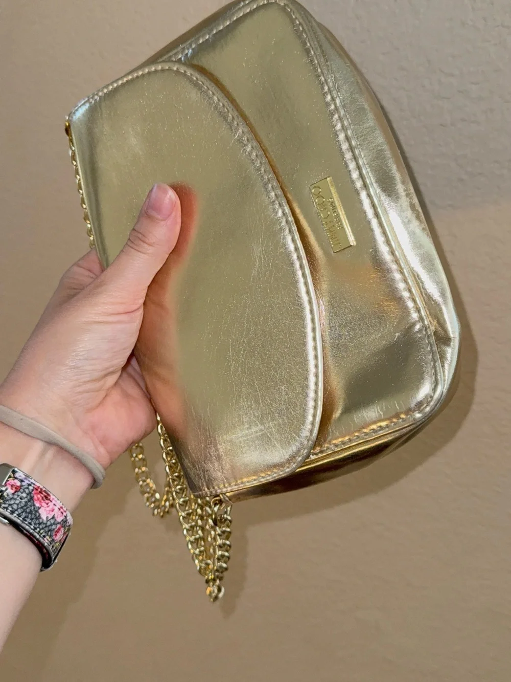 Jimmy Choo Metallic Gold Crossbody Bag with Chain Strap